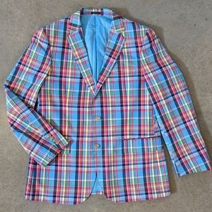 Bright colorful plaid blazer 42R